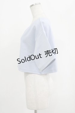 画像2: moulis' / クロップドロゴ刺繍Tシャツ LL サックス H-25-09-08-046-PU-TS-NS-ZH