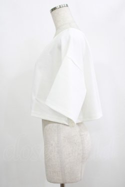 画像2: moulis' / クロップドロゴ刺繍Tシャツ LL オフ H-25-09-08-047-PU-TS-NS-ZH