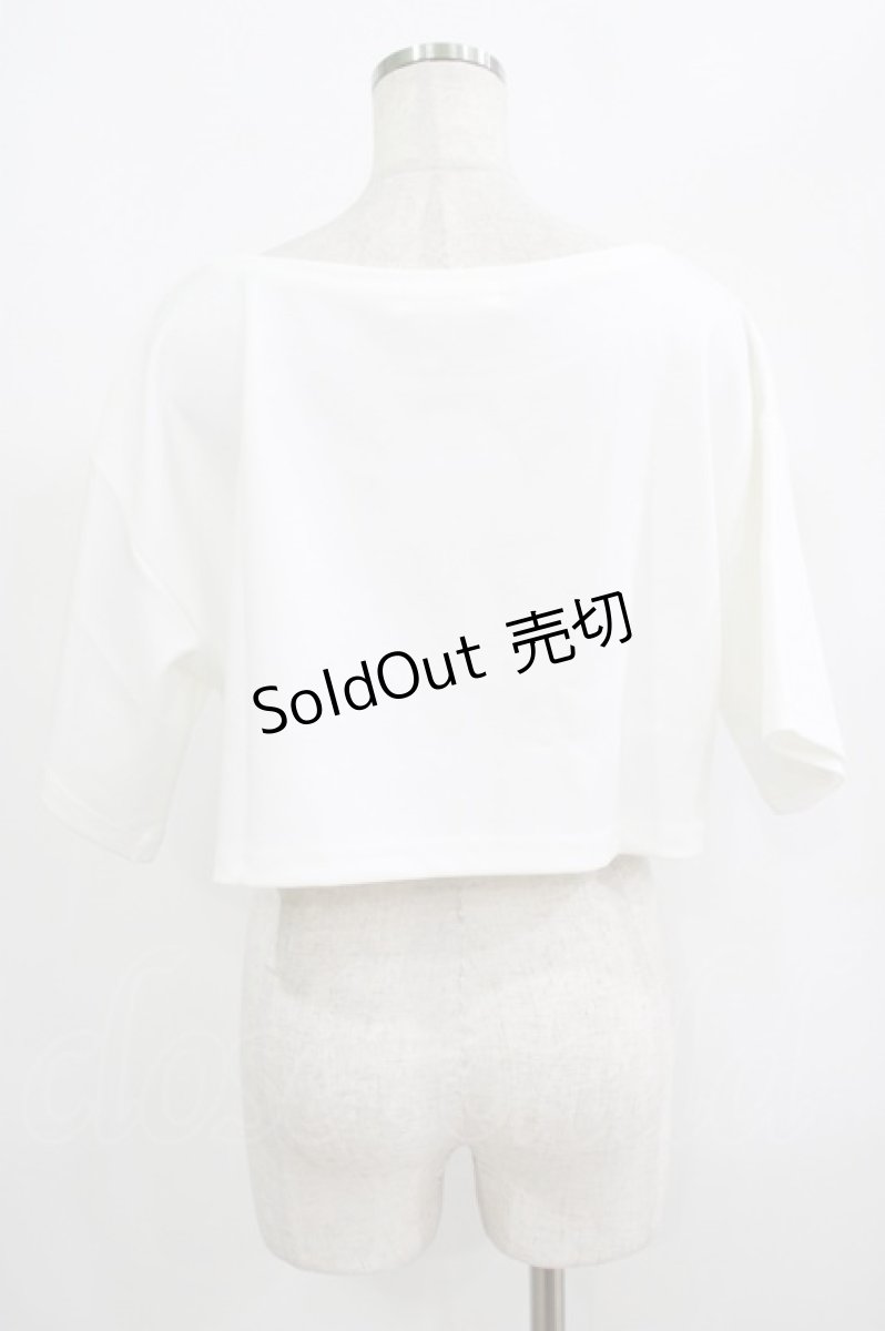 画像3: moulis' / クロップドロゴ刺繍Tシャツ LL オフ H-25-09-08-047-PU-TS-NS-ZH (3)