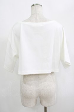 画像3: moulis' / クロップドロゴ刺繍Tシャツ LL オフ H-25-09-08-047-PU-TS-NS-ZH