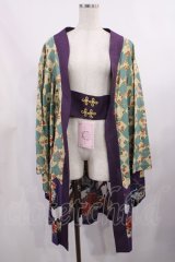 metamorphose / 百花繚乱〜まほろばの舞〜着物風羽織り Free 緑青×紫 H-25-09-08-1033-ME-JA-NS-ZH