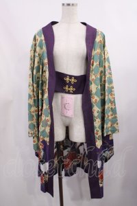 metamorphose / 百花繚乱〜まほろばの舞〜着物風羽織り Free 緑青×紫 H-25-09-08-1033-ME-JA-NS-ZH