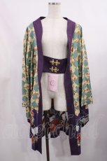 画像1: metamorphose / 百花繚乱〜まほろばの舞〜着物風羽織り Free 緑青×紫 H-25-09-08-1033-ME-JA-NS-ZH (1)