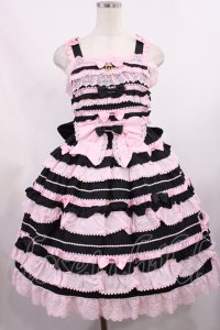 BABY,THE STARS SHINE BRIGHT / Bonbon Parfumジャンパースカート Free ブラック/ピンク H-25-09-08-1005-BA-OP-NS-ZH