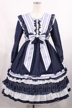 画像1: BABY,THE STARS SHINE BRIGHT / Lumiere eclatanteフリルワンピース Free ネイビー H-25-09-08-1010-BA-OP-NS-ZH