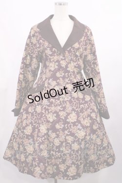 画像1: metamorphose / ゴブラン風くまちゃんコートワンピース サイズ1 ボルドー H-25-09-08-1012-ME-CO-NS-ZH