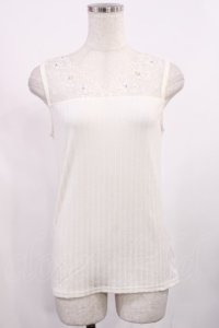 axes femme / 繊細レースタンク M 生成り H-25-09-08-1019-AX-TO-NS-ZH