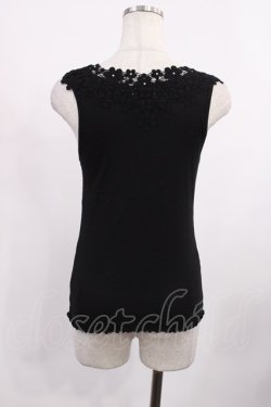 画像2: axes femme / お花モチーフリブタンク M ブラック H-25-09-08-1020-AX-TO-NS-ZH