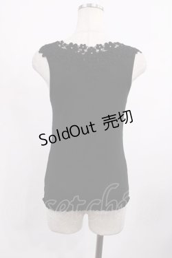 画像2: axes femme / お花モチーフリブタンク M ブラック H-25-09-08-1020-AX-TO-NS-ZH