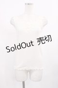 axes femme / お花モチーフリブタンク M 生成り H-25-09-08-1021-AX-TO-NS-ZH