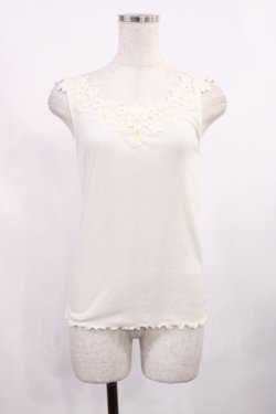 画像1: axes femme / お花モチーフリブタンク M 生成り H-25-09-08-1021-AX-TO-NS-ZH