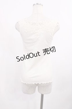 画像2: axes femme / お花モチーフリブタンク M 生成り H-25-09-08-1021-AX-TO-NS-ZH