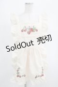 axes femme kawaii / クラシックベリー刺繍エプロン M 生成り H-25-09-08-063-AX-ZA-NS-ZH