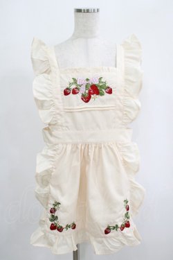 画像1: axes femme kawaii / クラシックベリー刺繍エプロン M 生成り H-25-09-08-063-AX-ZA-NS-ZH