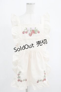 画像1: axes femme kawaii / クラシックベリー刺繍エプロン M 生成り H-25-09-08-063-AX-ZA-NS-ZH