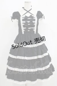 BABY,THE STARS SHINE BRIGHT / リボンミルキーシュガージャンパースカート Free ブラック/オフ白 H-25-09-08-002-BA-OP-NS-ZH