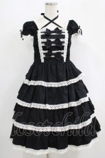 画像1: BABY,THE STARS SHINE BRIGHT / リボンミルキーシュガージャンパースカート Free ブラック/オフ白 H-25-09-08-002-BA-OP-NS-ZH (1)