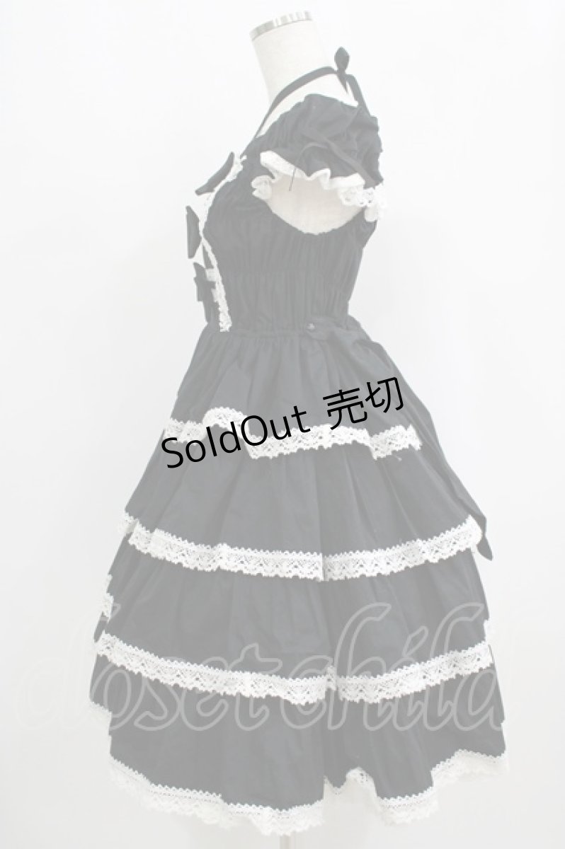 画像2: BABY,THE STARS SHINE BRIGHT / リボンミルキーシュガージャンパースカート Free ブラック/オフ白 H-25-09-08-002-BA-OP-NS-ZH (2)