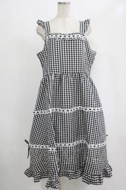 画像1: Cherirulu Chocola / ハシゴレースジャンパースカート 4L ブラック H-25-09-08-021-GO-OP-NS-ZH