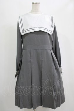 画像1: FLC / 皆方由衣コラボ/襟付きプリーツワンピース 4L グレー H-25-09-08-022-LO-OP-NS-ZH