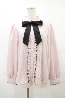 画像1: NOEMIE / フリルリボンブラウス M ピンク H-25-09-09-1045-0-BL-NS-ZH