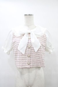 Honey Cinnamon / ハートボタンツイードブラウス Free ピンク H-25-09-09-1048-LO-JA-NS-ZH