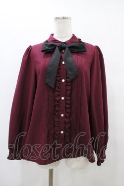 画像1: NOEMIE / フリルリボンブラウス M ボルドー H-25-09-09-1053-0-BL-NS-ZH
