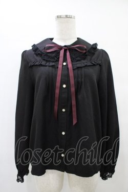 画像1: axes femme POETIQUE / レースデザインフリルブラウス M ブラック H-25-09-09-1055-AX-BL-NS-ZH