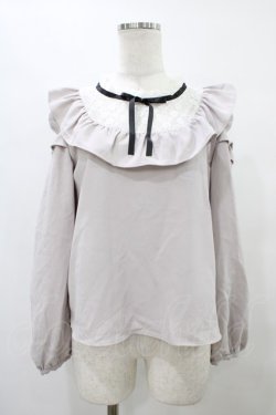 画像1: evelyn / レース切替フリルトップス Free グレー H-25-09-09-1057-LO-TO-NS-ZH