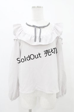 画像1: evelyn / レース切替フリルトップス Free グレー H-25-09-09-1057-LO-TO-NS-ZH