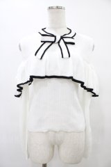 evelyn / 肩あきフリルニット Free オフ/ブラック H-25-09-09-1058-LO-TO-NS-ZH