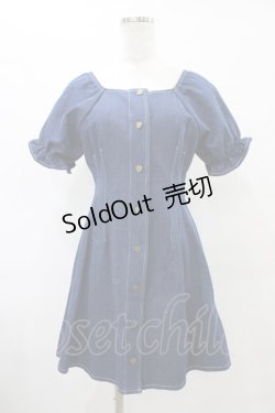 画像1: evelyn / リボンデニムワンピース Free ブルー H-25-09-09-1010-LO-OP-NS-ZH