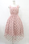 mille fille closet by LODISPOTTO / ミニハート刺繍チュールロングキャミドレスワンピース M ピンク H-25-09-09-1025-LO-OP-NS-ZH