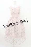 mille fille closet by LODISPOTTO / ミニハート刺繍チュールロングキャミドレスワンピース M ピンク H-25-09-09-1025-LO-OP-NS-ZH