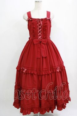 画像1: metamorphose / レースアップロングティアードジャンパースカート サイズ1 レッド H-25-09-10-005-ME-OP-NS-ZH