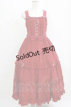 画像1: metamorphose / レースアップロングティアードジャンパースカート サイズ1 レッド H-25-09-10-005-ME-OP-NS-ZH