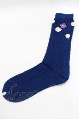 PINK HOUSE / フラワーモチーフソックス  ネイビー H-25-09-10-060-LO-ZA-NS-ZH