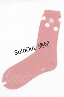 画像1: PINK HOUSE / フラワーモチーフソックス  レッド H-25-09-10-063-LO-ZA-NS-ZH