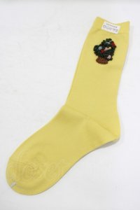 WONDERFUL WORLD / クリスマスモチーフソックス  イエロー H-25-09-10-064-LO-ZA-NS-ZH