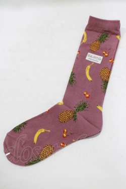画像1: WONDERFUL WORLD / フルーツ柄ソックス  ラベンダー H-25-09-10-065-LO-ZA-NS-ZH