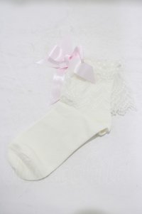 BABY,THE STARS SHINE BRIGHT / チュールレースクルー丈ソックス  オフ/ピンク H-25-09-10-068-BA-ZA-NS-ZH