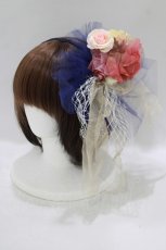 画像1: Angelic Pretty / Classic Rose Dollカチューシャ  ネイビー H-25-09-10-072-AP-AC-NS-ZH (1)