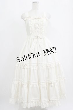 画像1: metamorphose / シャンタンレースアップティアードロングジャンパースカート Free アイボリー H-25-09-10-009-ME-OP-NS-ZH