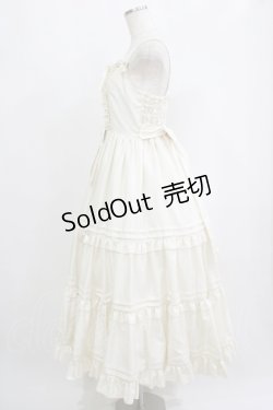 画像2: metamorphose / シャンタンレースアップティアードロングジャンパースカート Free アイボリー H-25-09-10-009-ME-OP-NS-ZH