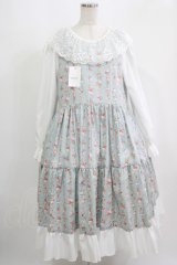 marcHenTica / フレアローズワンピース ハーフエルフ サックス H-25-09-10-012-LO-OP-NS-ZH