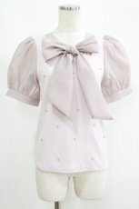 画像1: evelyn / リボンビジューリブ Free ピンク H-25-09-10-022-LO-TO-NS-ZH (1)