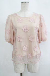 an another angelus / チュール刺繍プルオーバーブラウス Free ピンク H-25-09-10-026-CA-TO-NS-ZH
