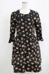 PINK HOUSE CHELSEA / オールドローズ柄チュニックワンピース 3（M） ブラック H-25-09-11-029-EL-OP-NS-ZH