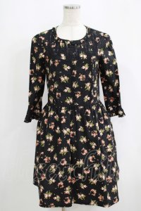 PINK HOUSE CHELSEA / オールドローズ柄チュニックワンピース 3（M） ブラック H-25-09-11-029-EL-OP-NS-ZH