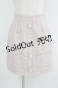 Ank Rouge / フロントボタンツイードスカート M ピンク H-25-09-11-036-CA-SK-NS-ZH